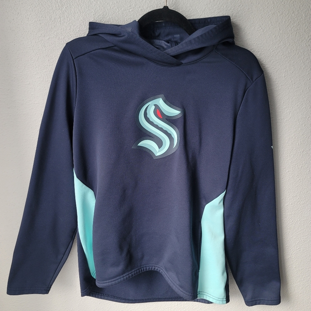 Fanatics NHL Seattle Kraken Hockey Youth Unisex Hoodie Size Large Color Blue